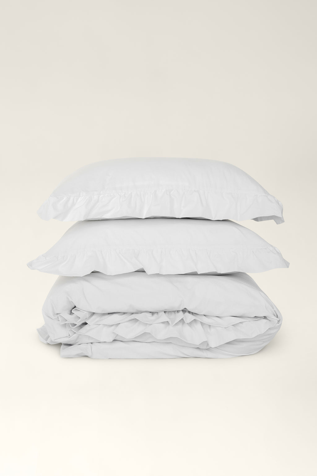 Washed cotton bedding with ruffles Cloud