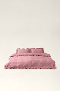 Washed cotton ruffle bedding Strawberry pink