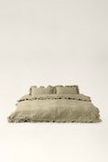 Washed cotton bedding with ruffles Pistachio