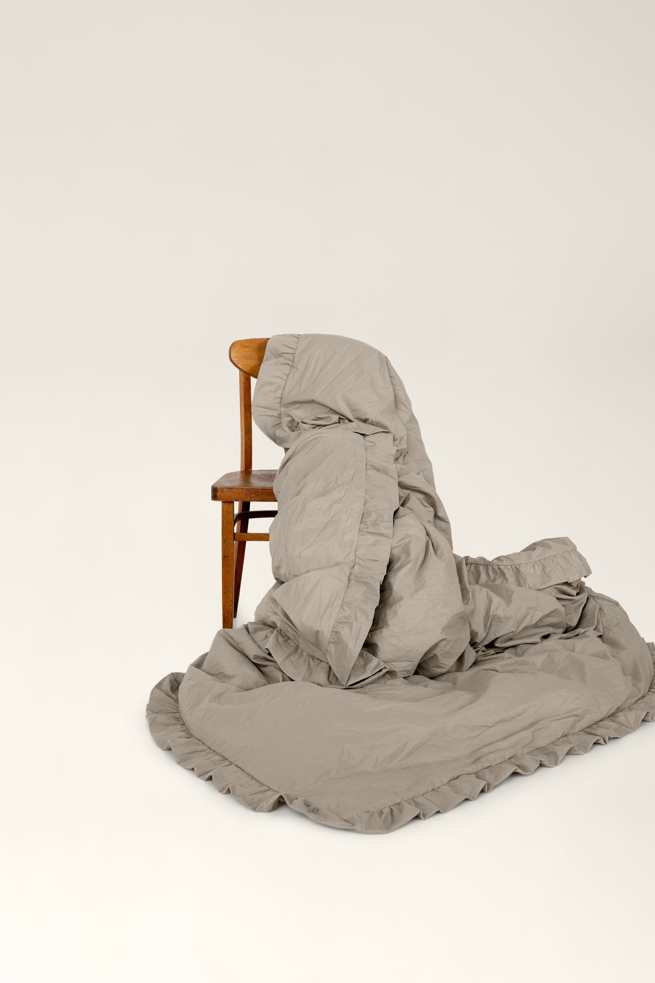 Washed cotton duvet cover with ruffles Brie