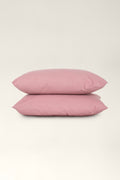 Washed cotton pillowcases Strawberry pink
