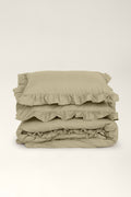 Washed cotton pillowcases with ruffles Pistashio
