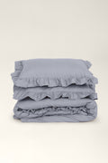 Washed cotton pillowcases with ruffles Ash