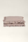 Washed cotton pillowcases with ruffles Sand
