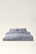 Washed cotton bedding with ruffles Ash