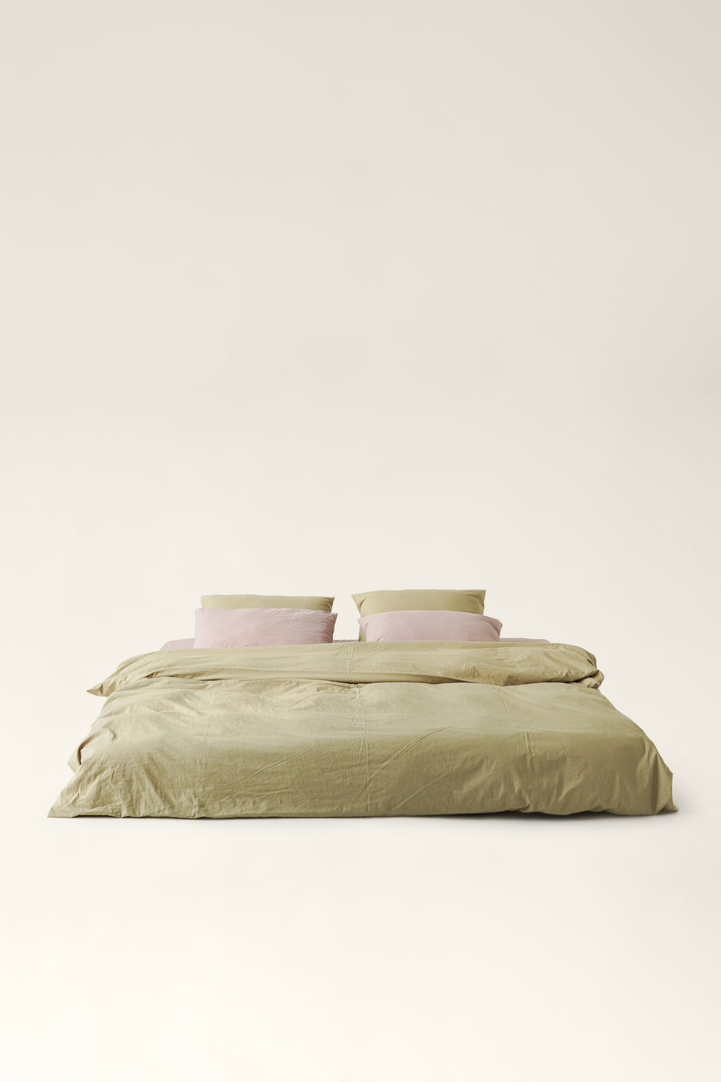 Washed cotton bedding Pistachio & Sand