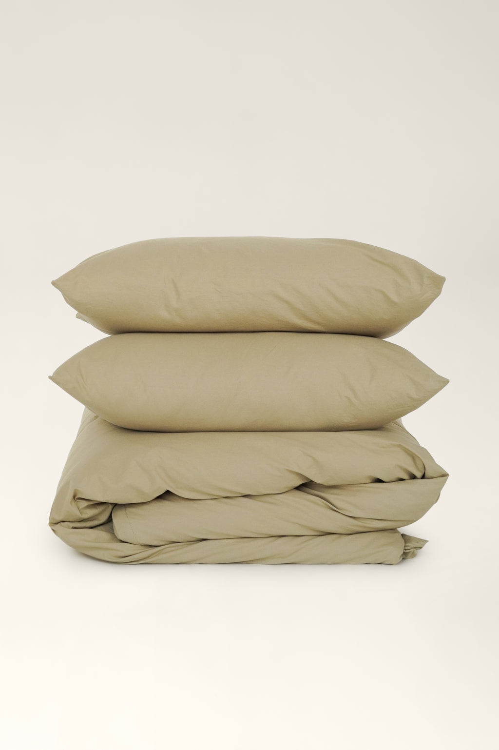 Washed cotton bedding Pistachio & Sand