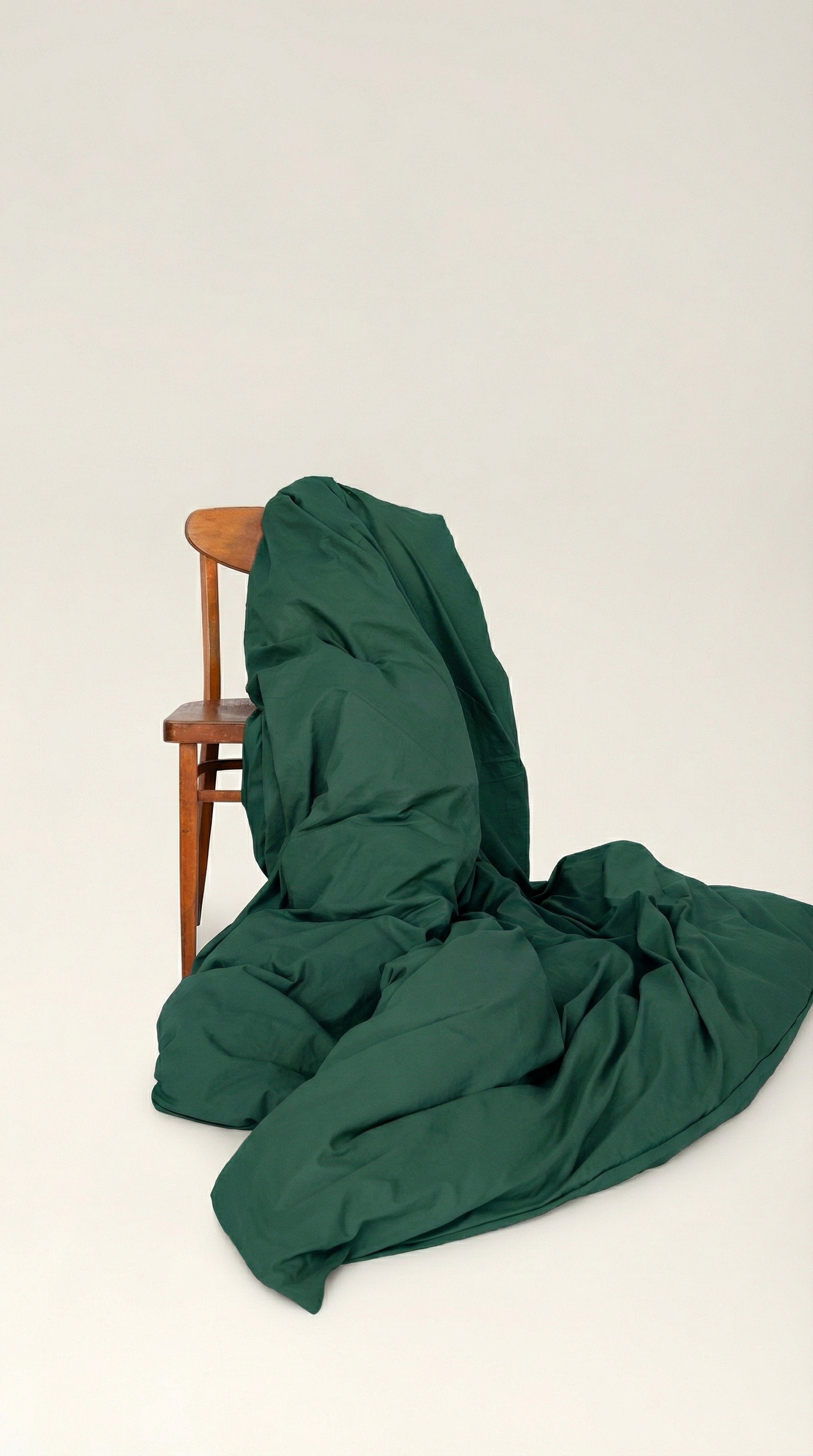 Washed cotton duvet cover with ruffles Oat