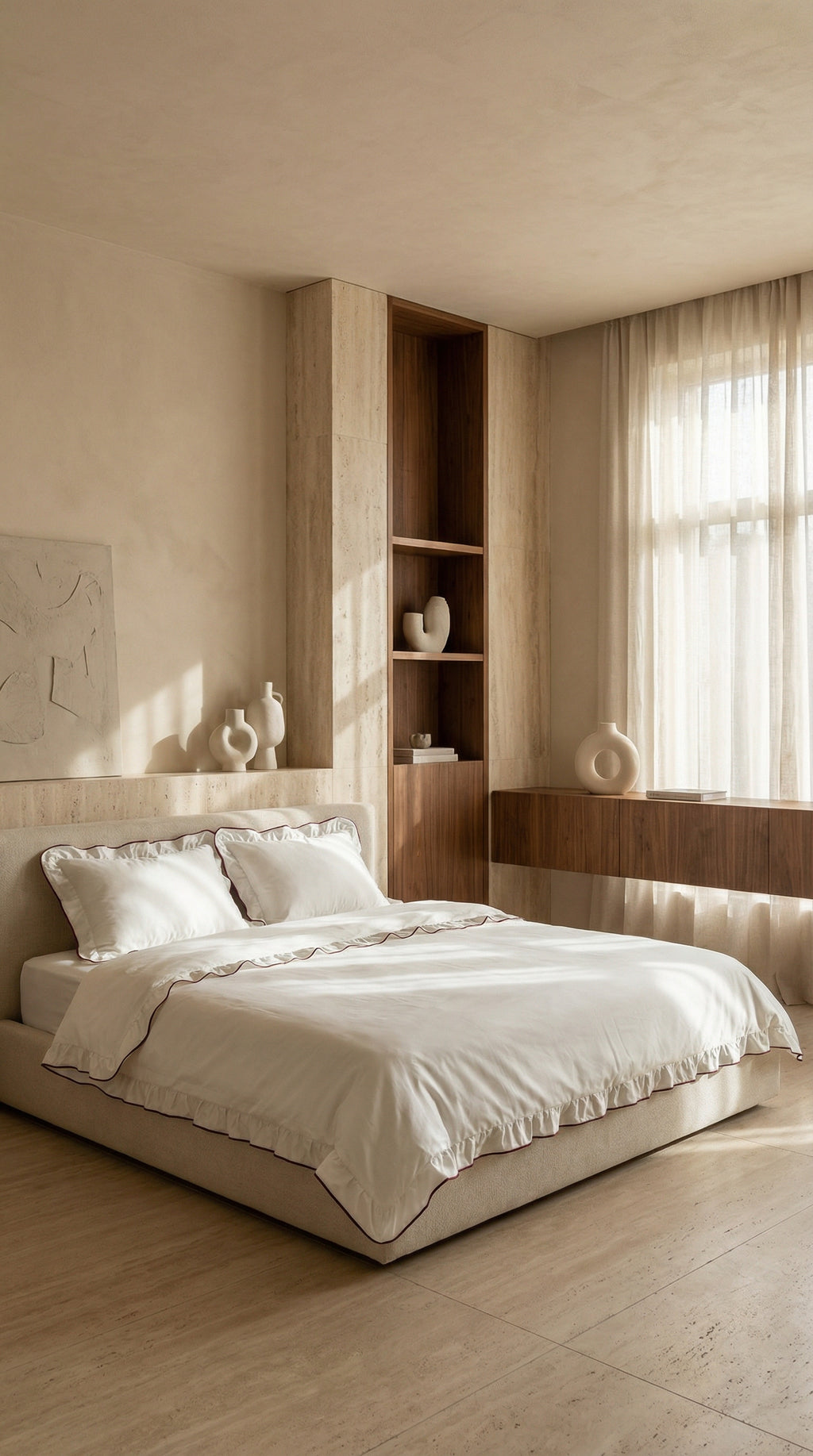 Satin bedding with ruffles Beni