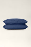 Washed cotton pillowcases Navy