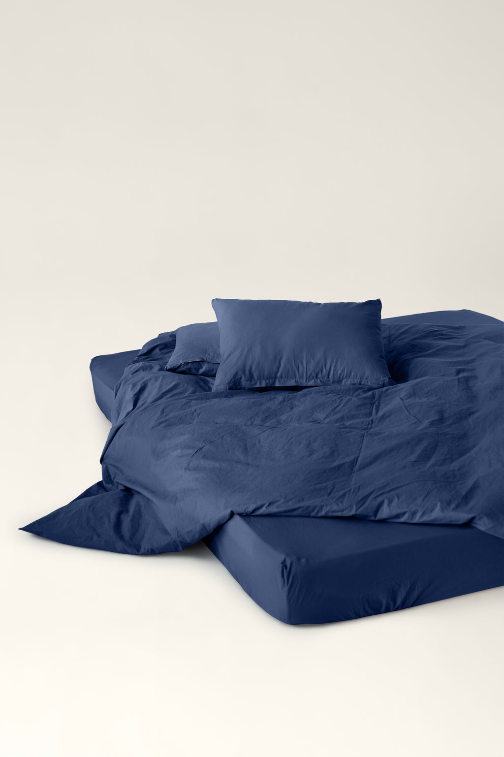 Washed cotton pillowcases Navy