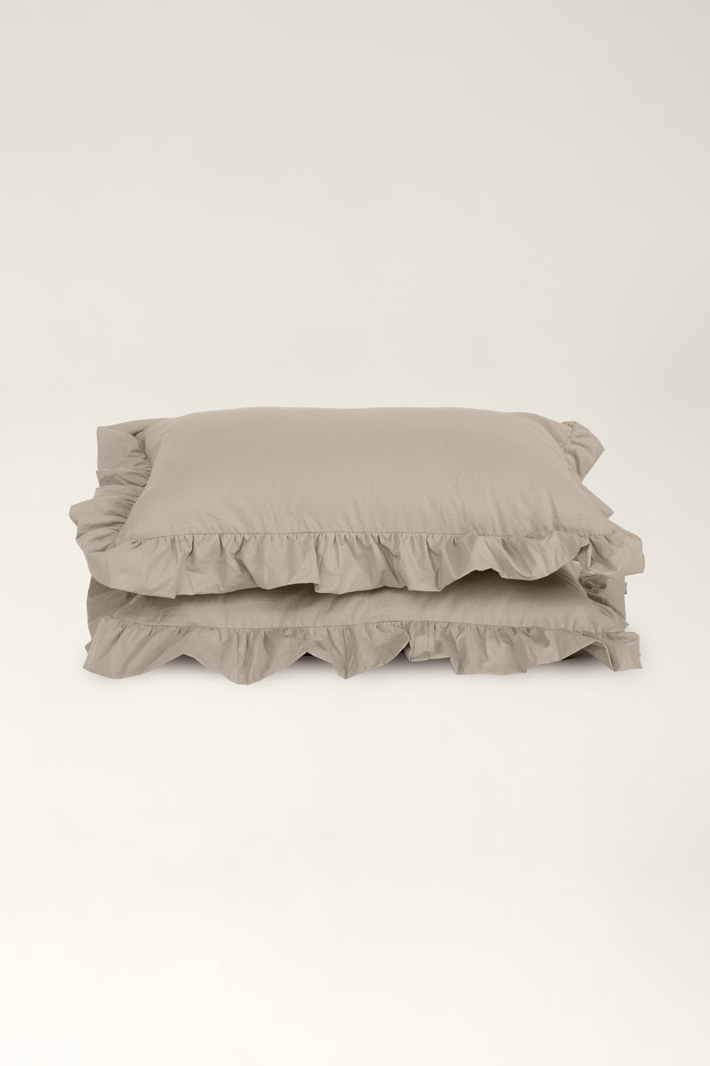 Washed cotton pillowcases with ruffles Brie