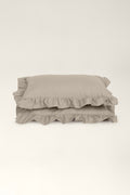 Washed cotton pillowcases with ruffles Brie