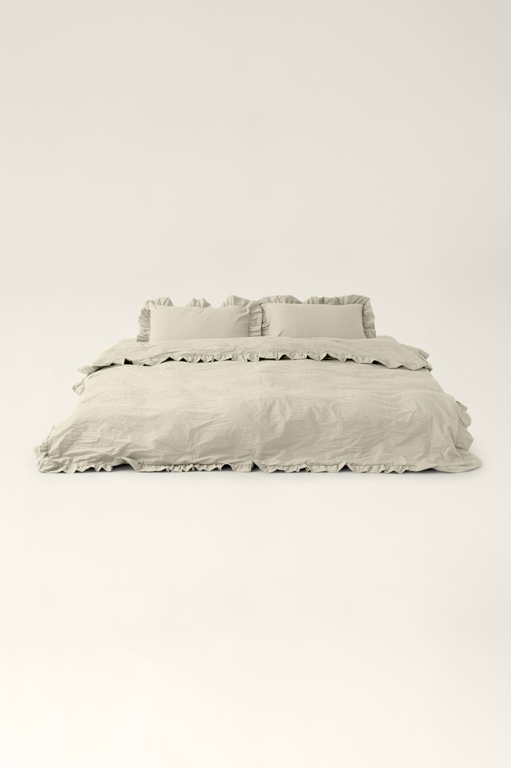 Washed cotton bedding with ruffles Brie