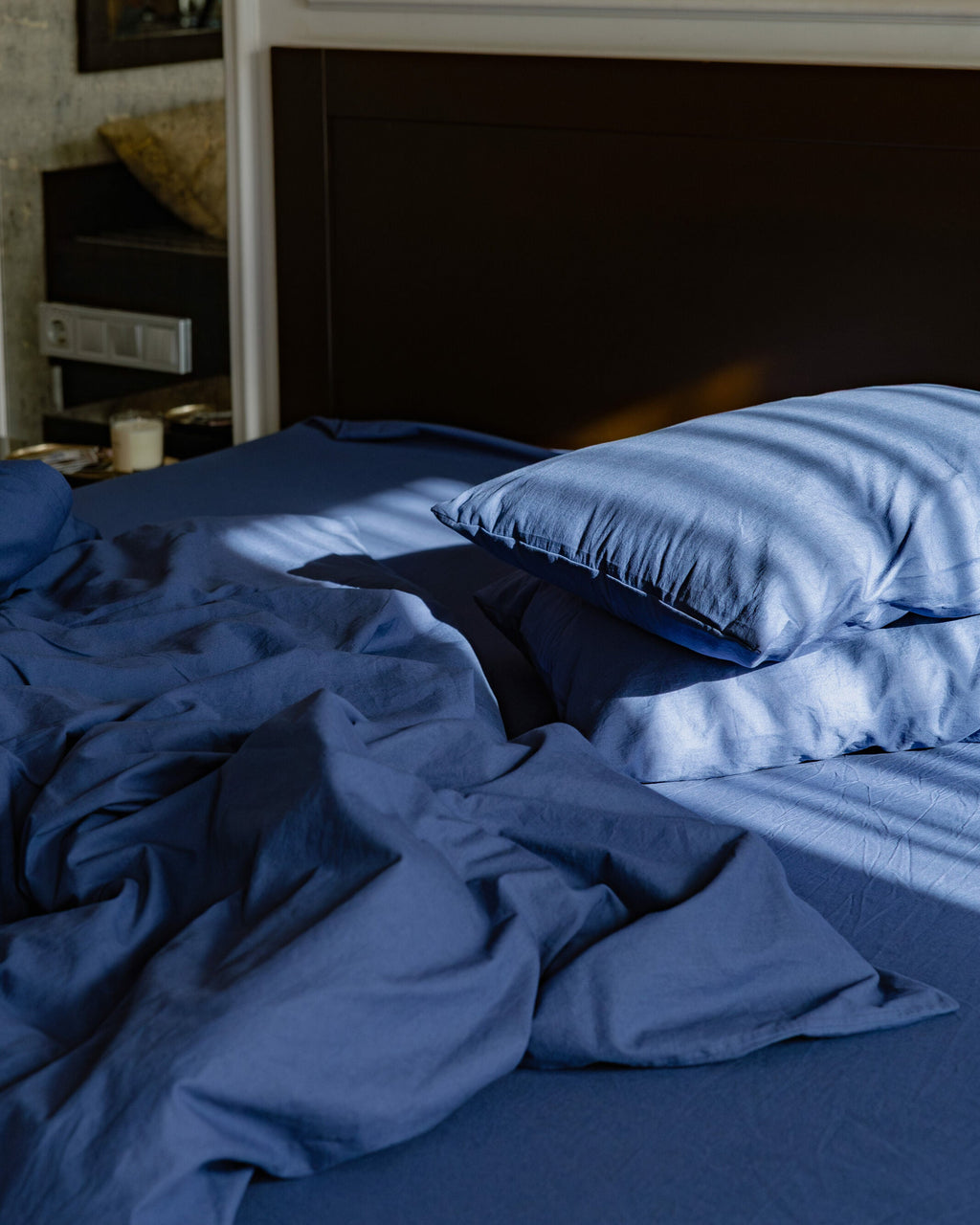 Washed cotton bedding Navy